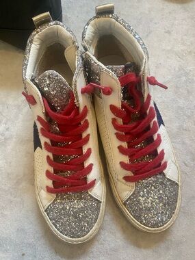 Vintage Havanas Sparkle High-Top Sneakers with Red Laces